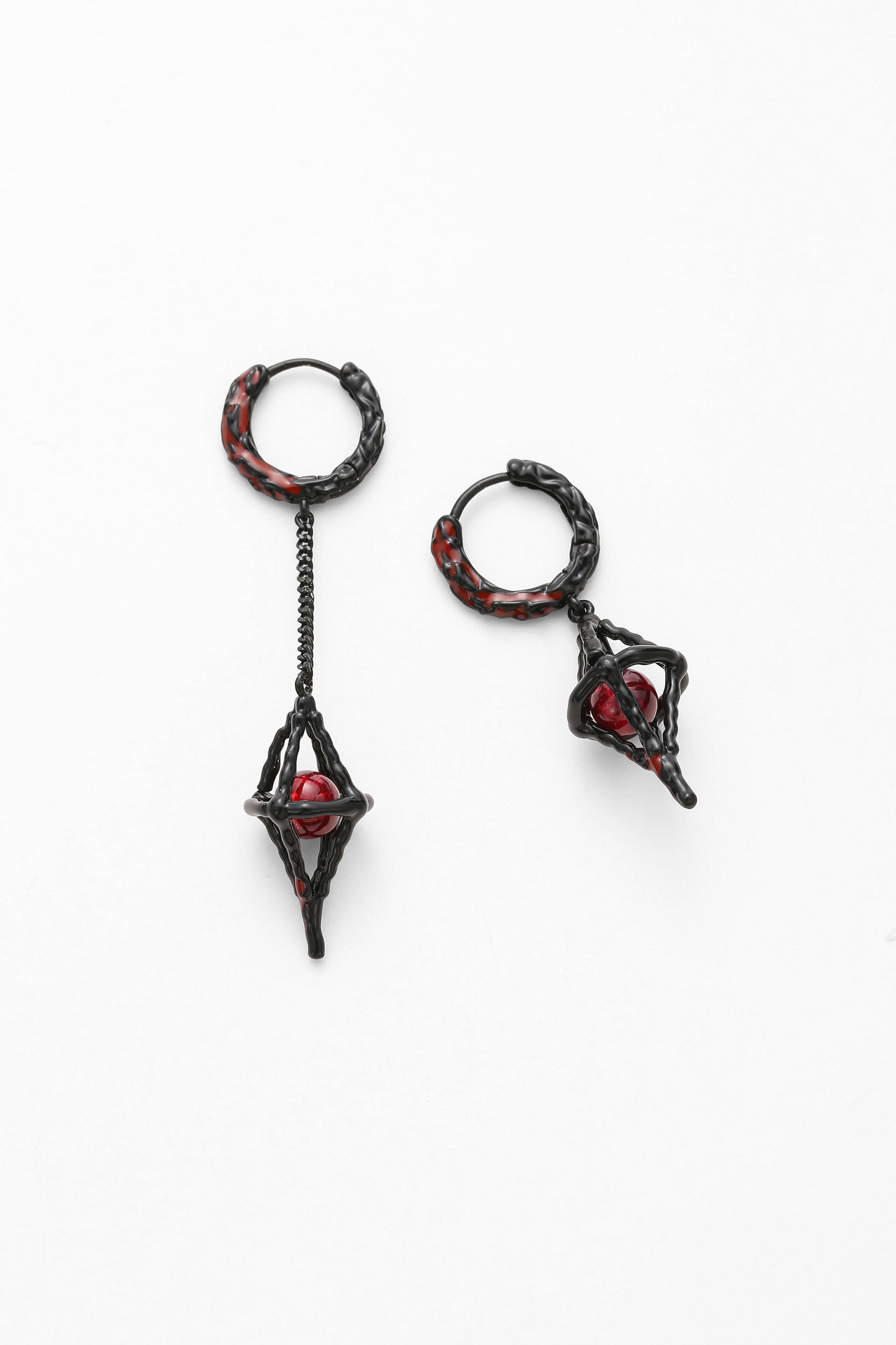 Black dungeon lantern earrings – alternate angle