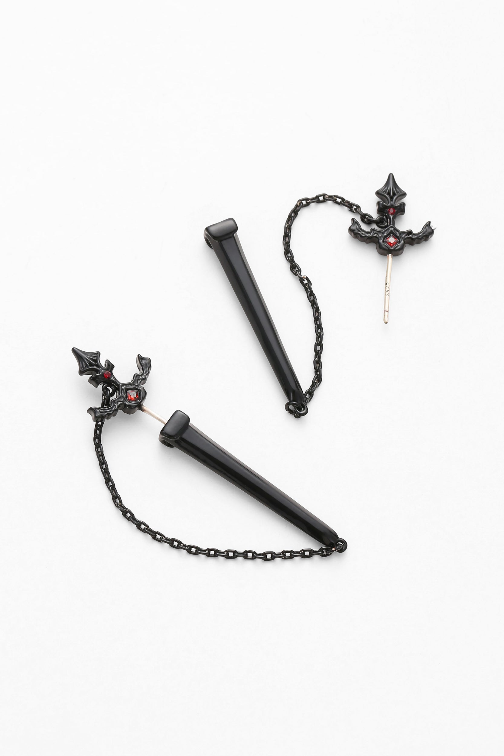 Black grimm earrings – alternate angle