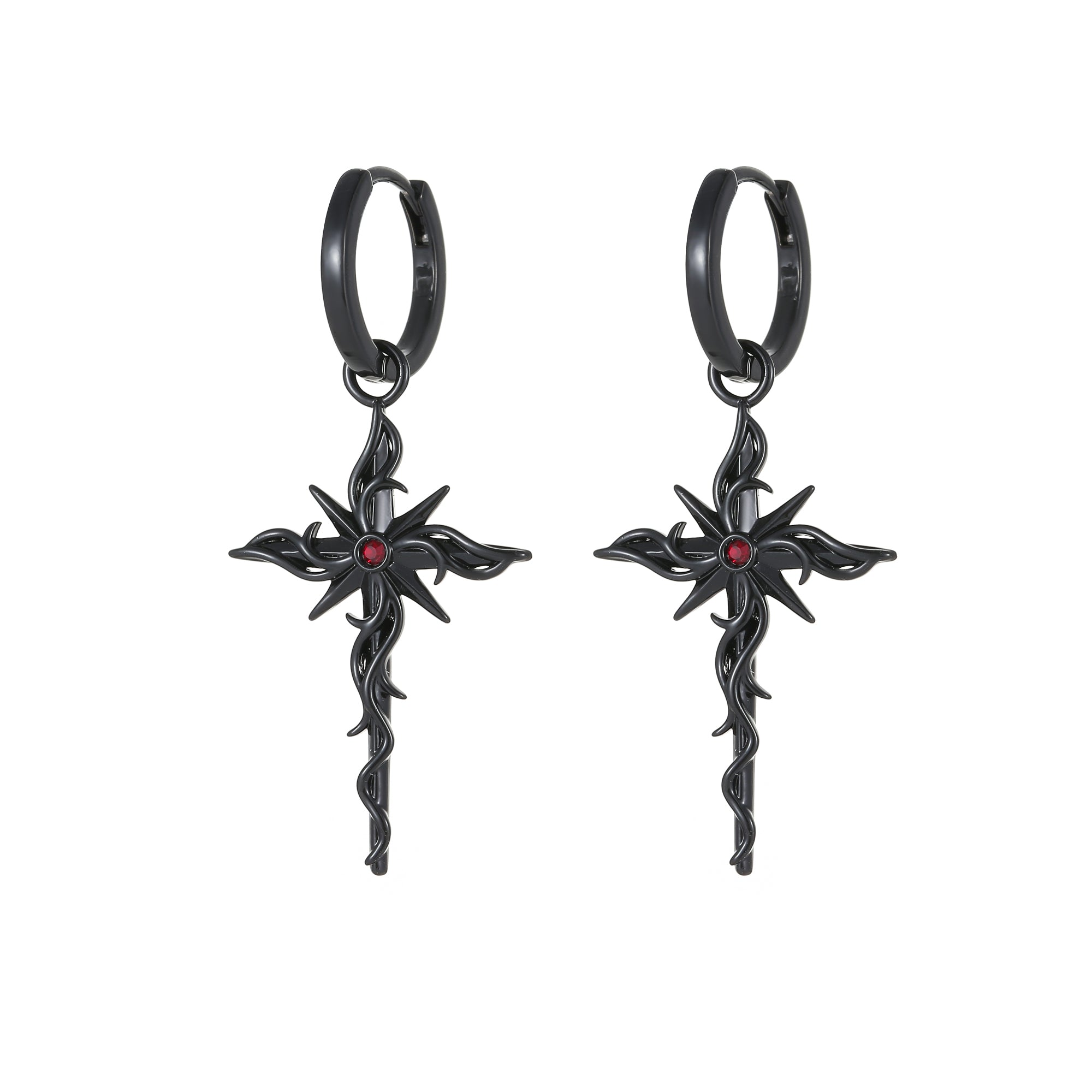 Black mythic earrings – on white background