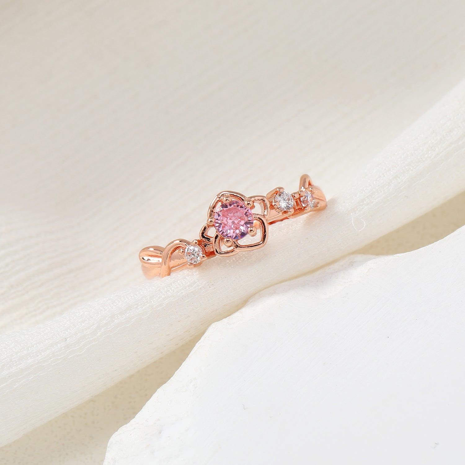 Pink Crystal Flower Ring