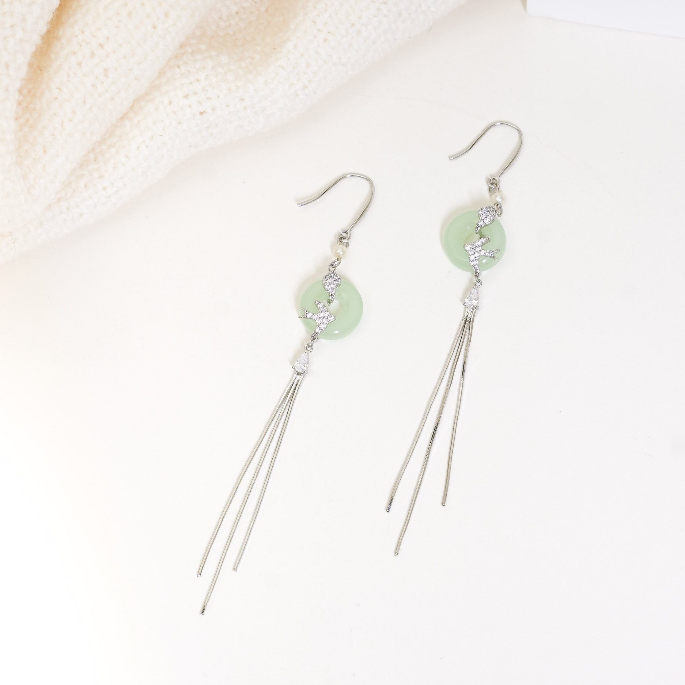 Imitation Jade Bird Earrings