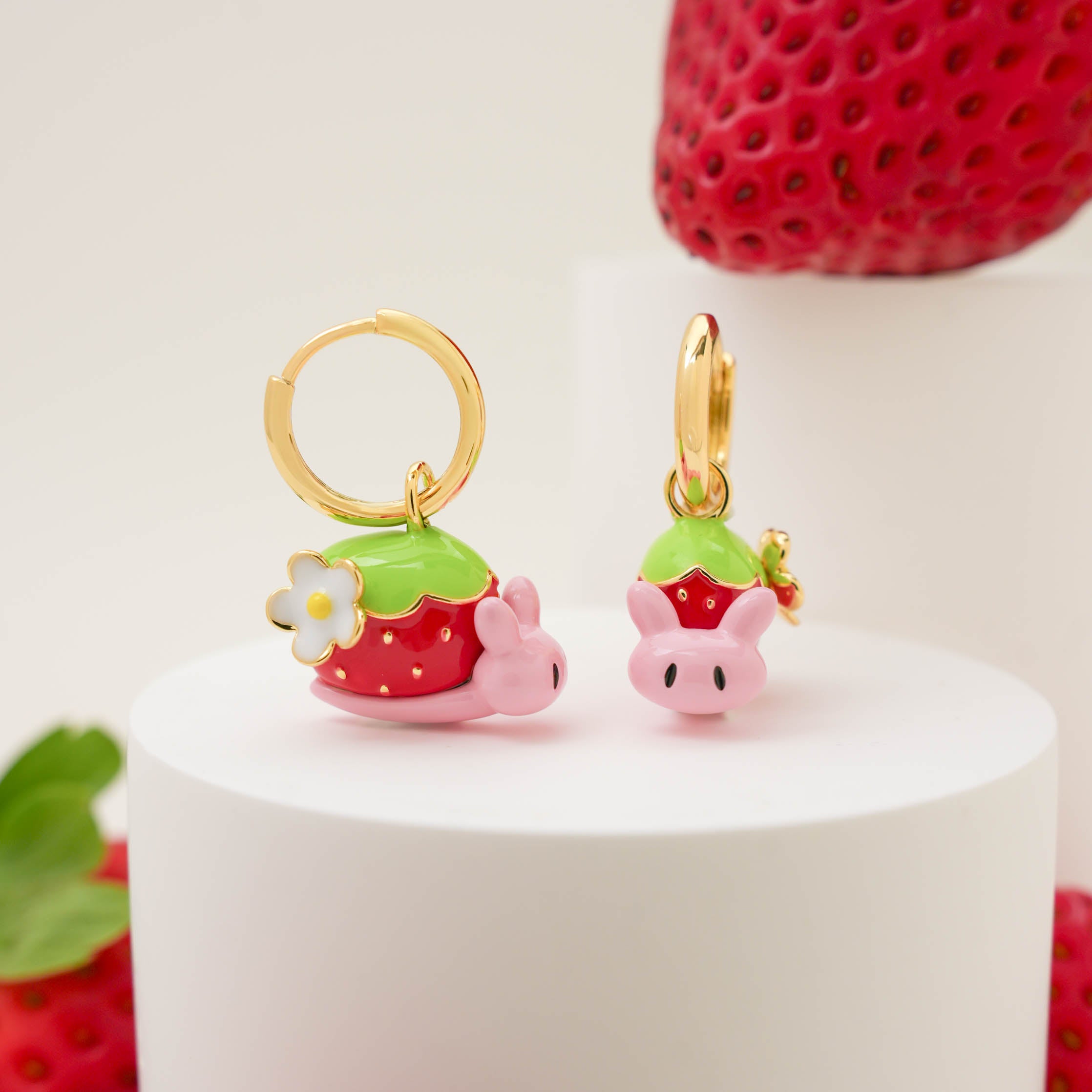 Strawberry Snail Earrings