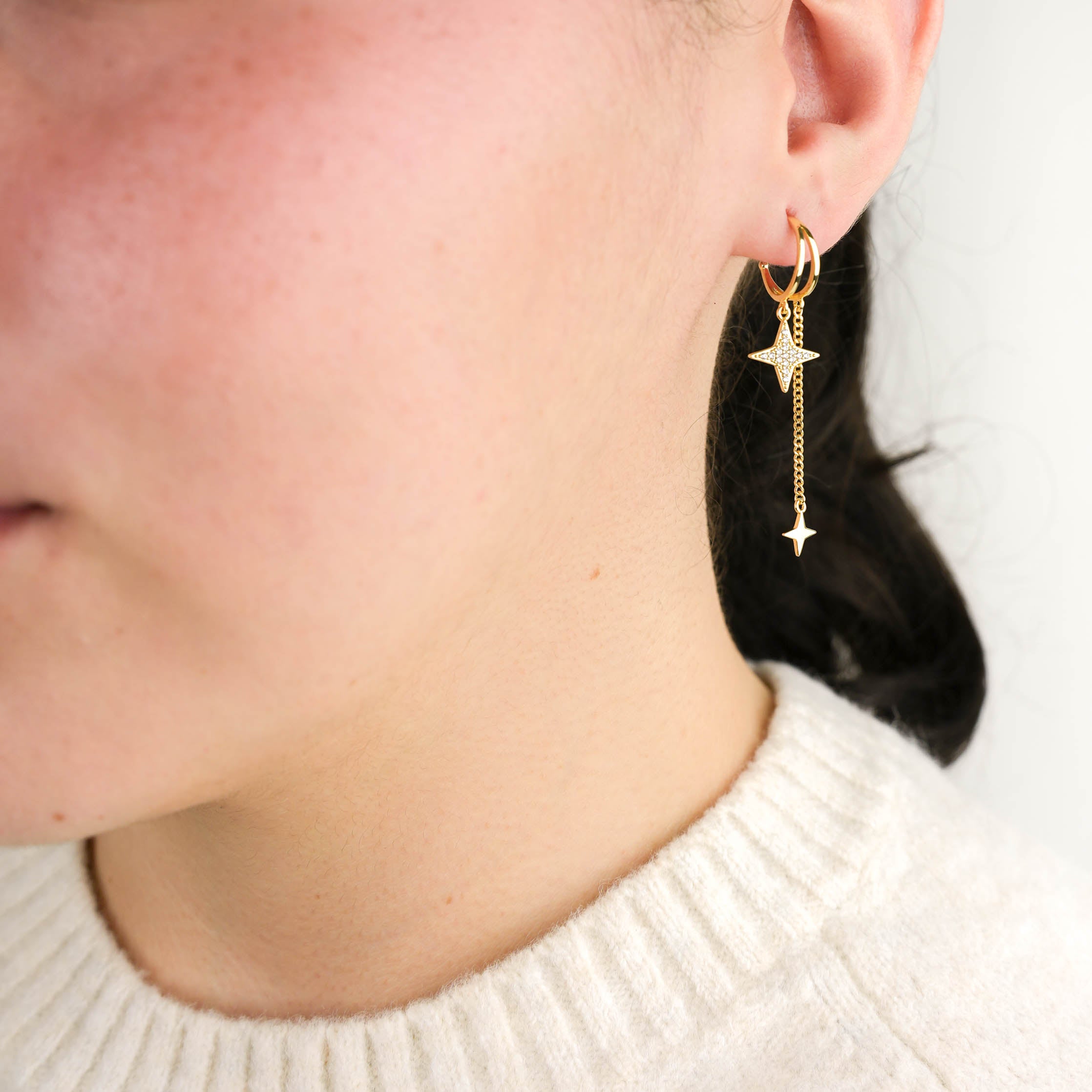 Golden Dangling Star Earrings