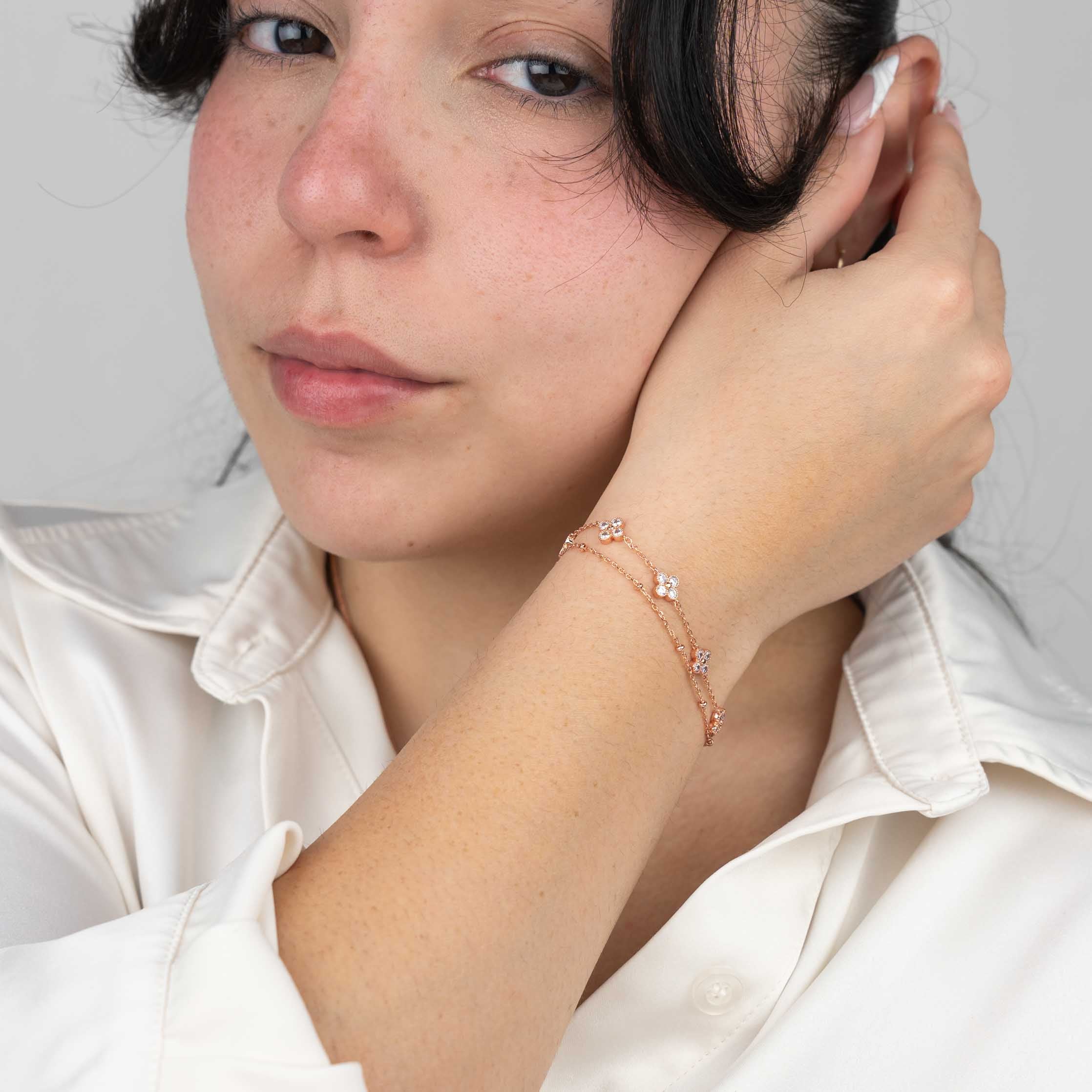 Blushing Meadow Clover Bracelet