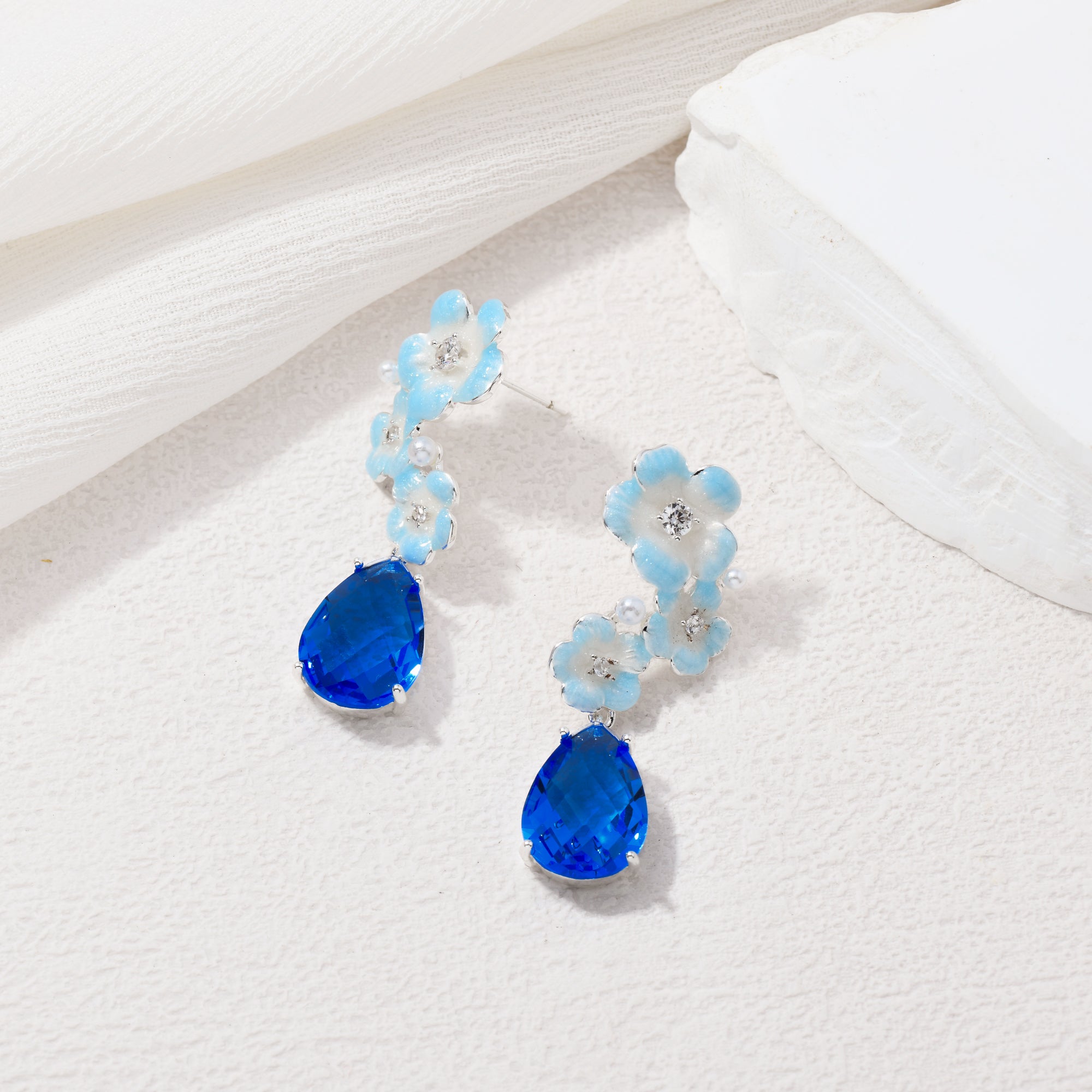 Blue Moon Flower Bloom Earrings