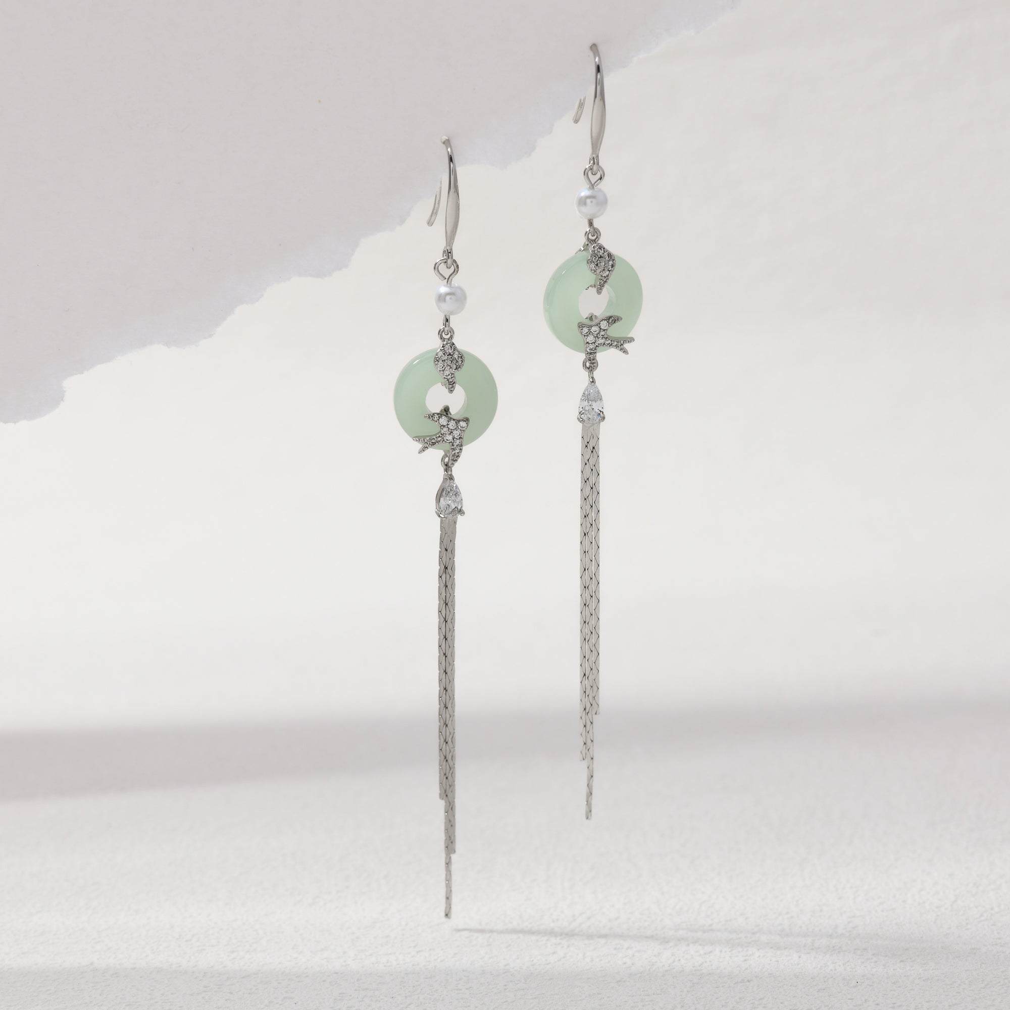 Imitation Jade Bird Earrings