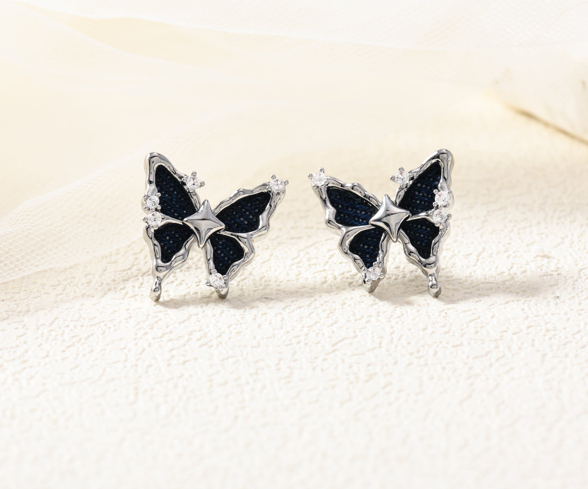 Blue-Jean Butterfly Studs