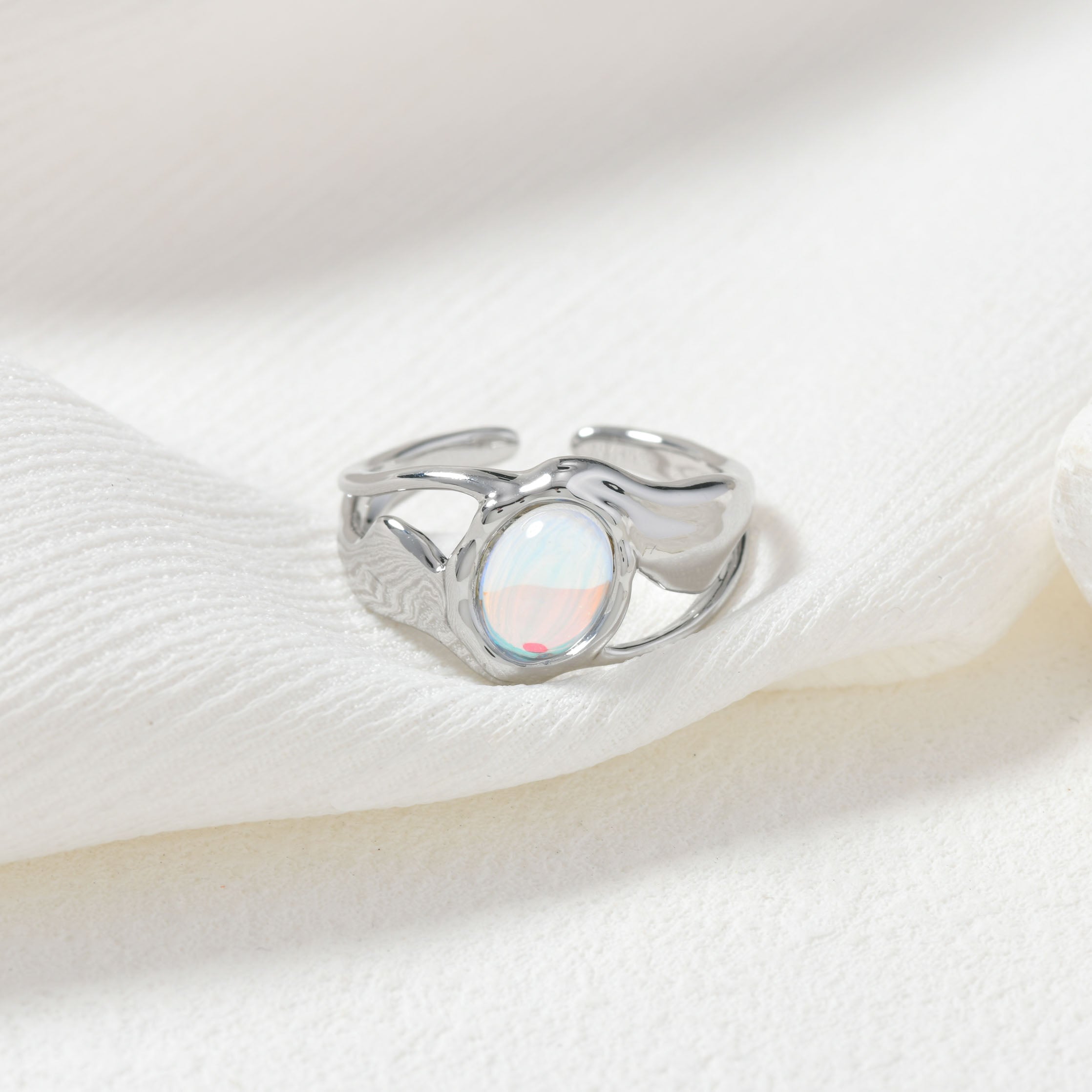 Silver Iridescent Ring