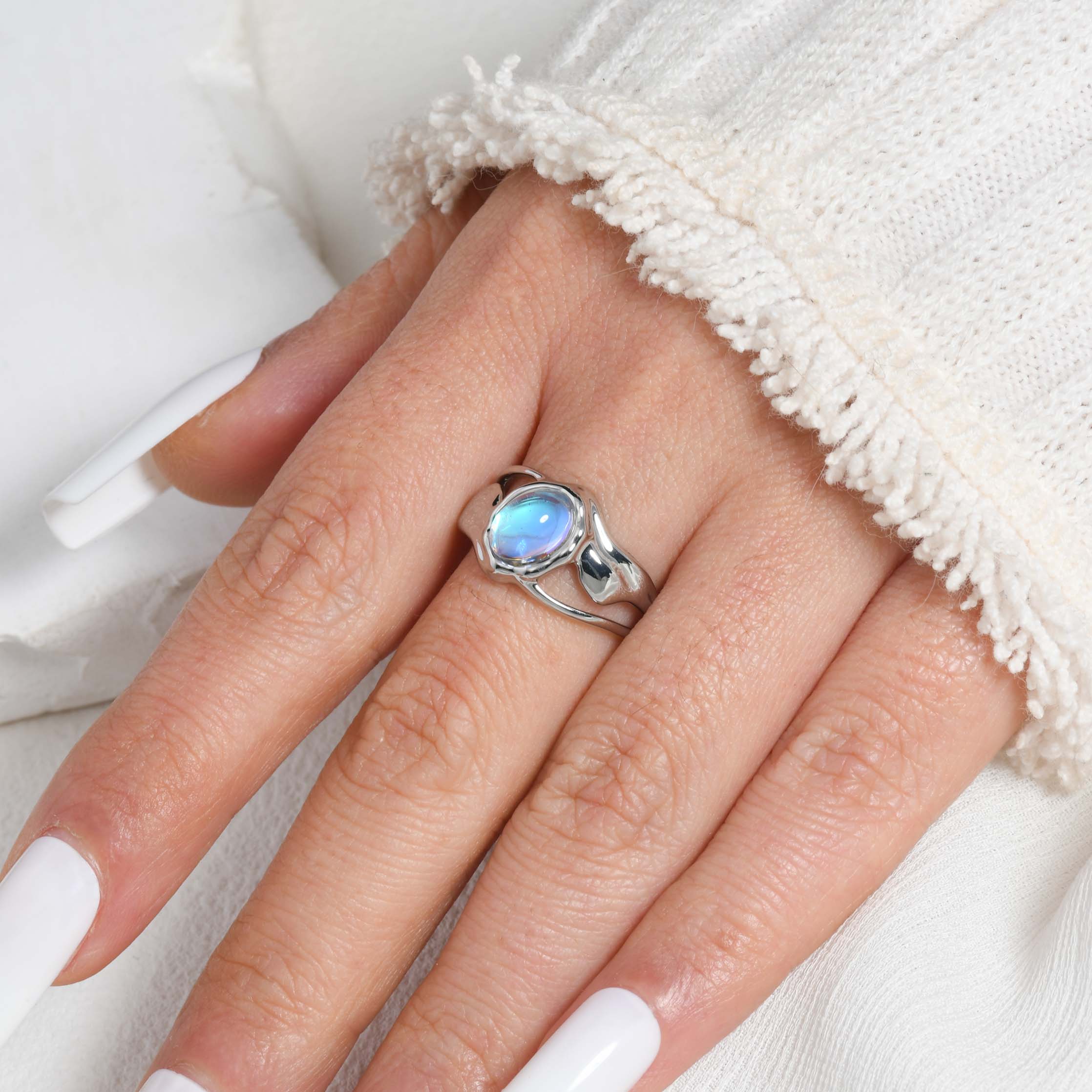 Silver Iridescent Ring