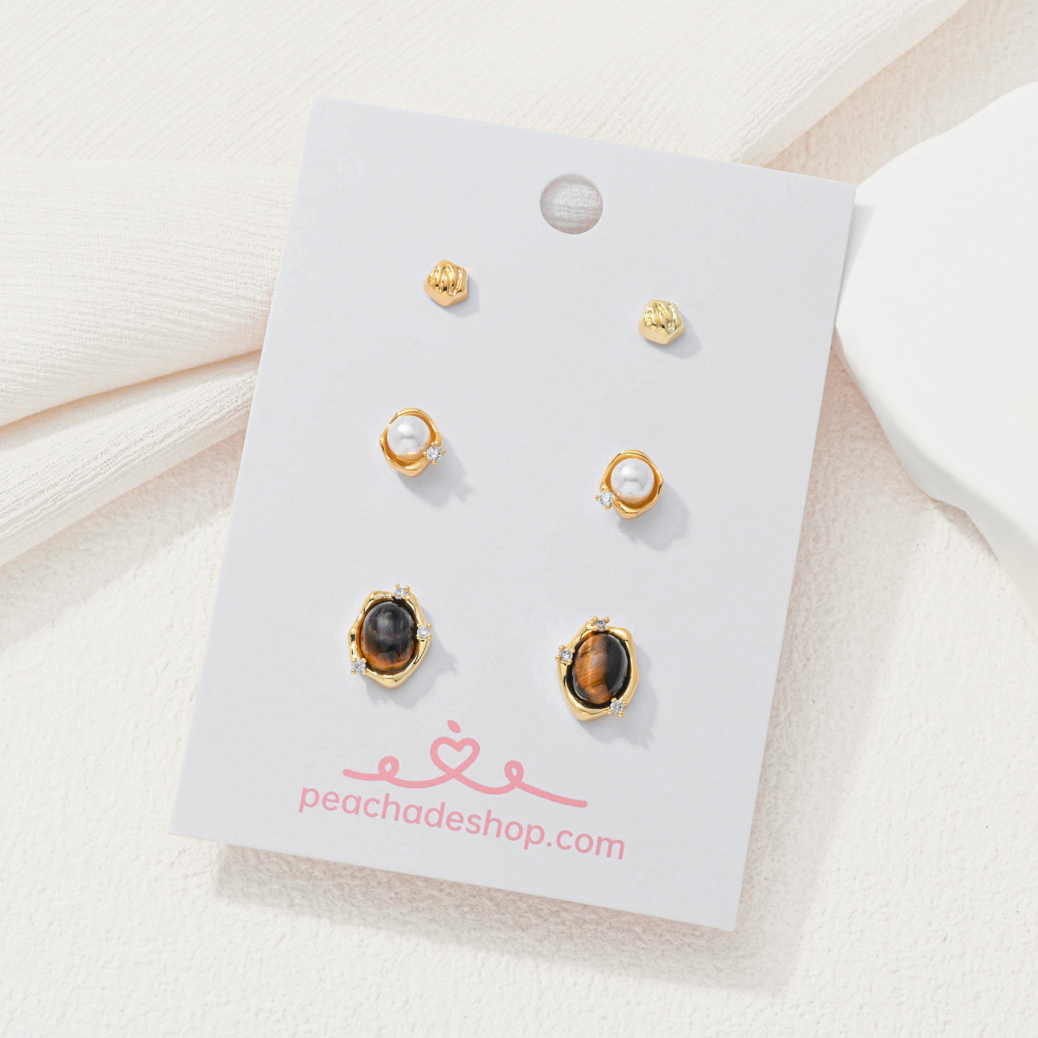 Golden Tigers Eye Stud Pack