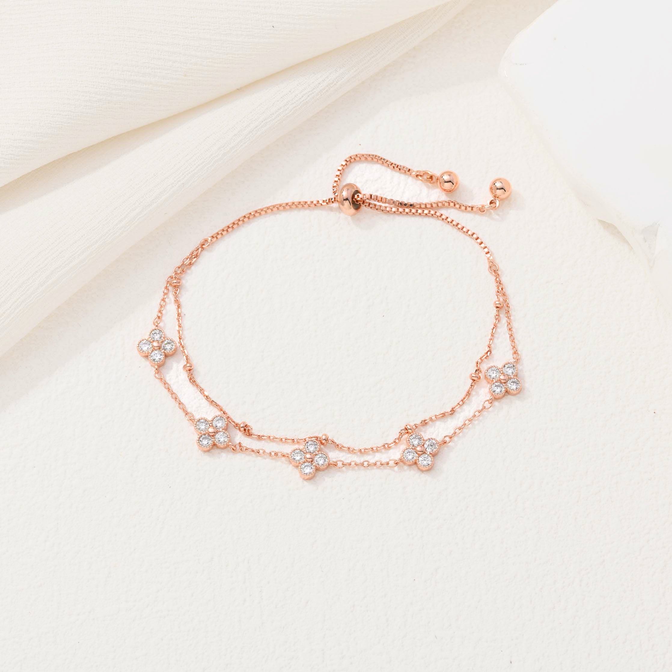 Blushing Meadow Clover Bracelet