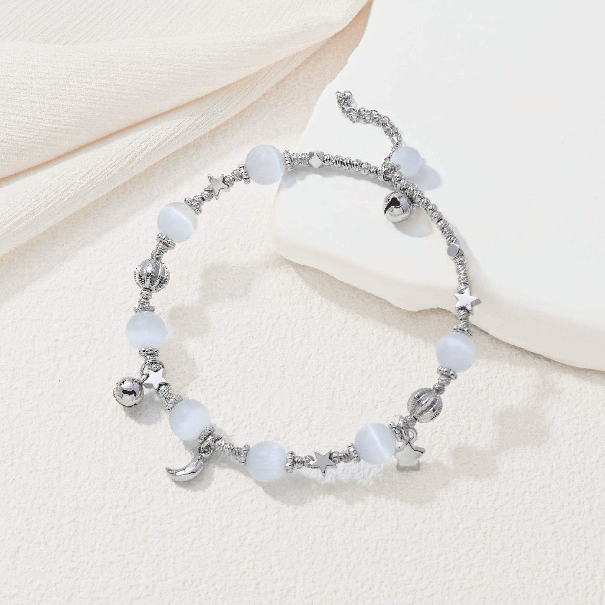 Gray Moon Beaded Bracelet