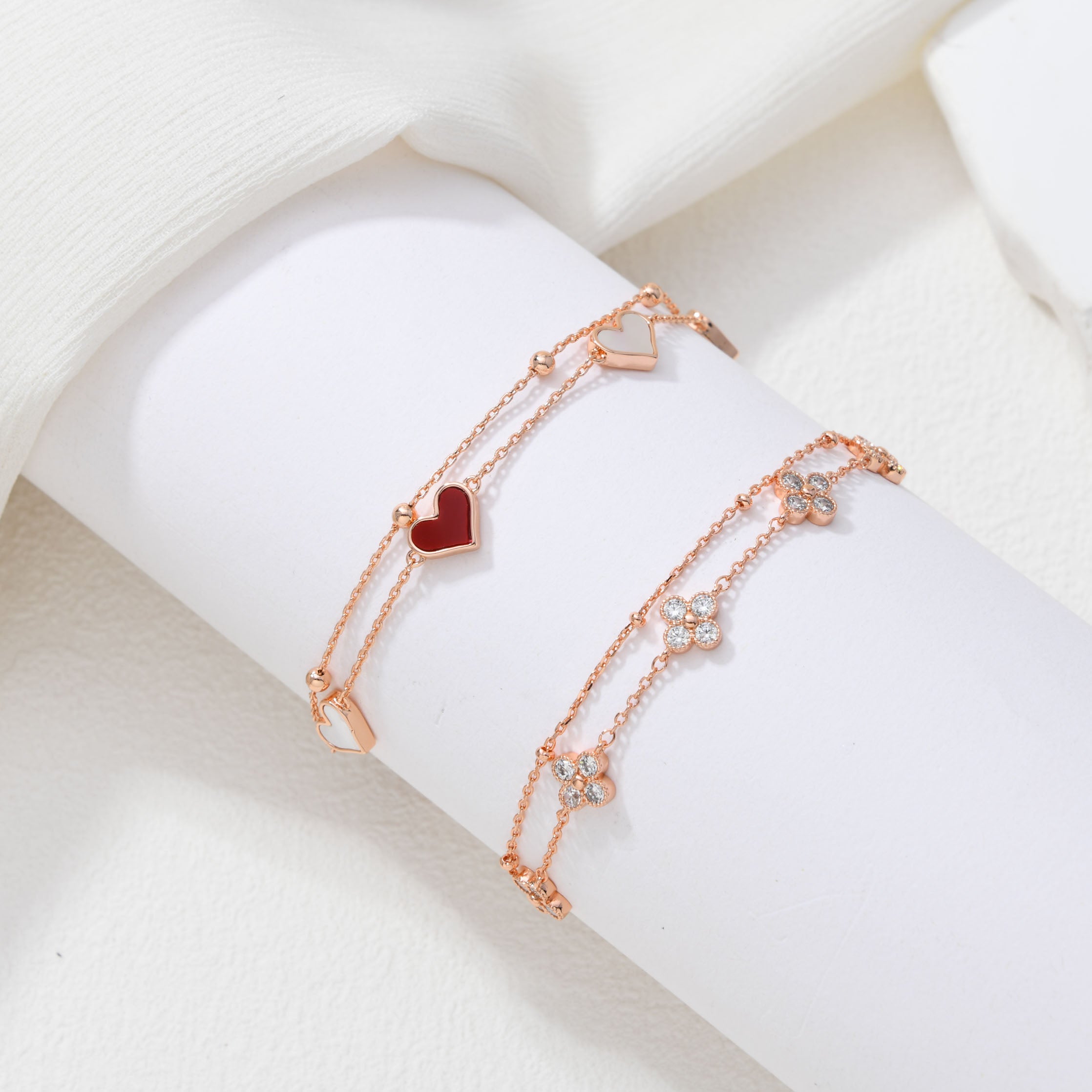 Blushing Meadow Clover Bracelet