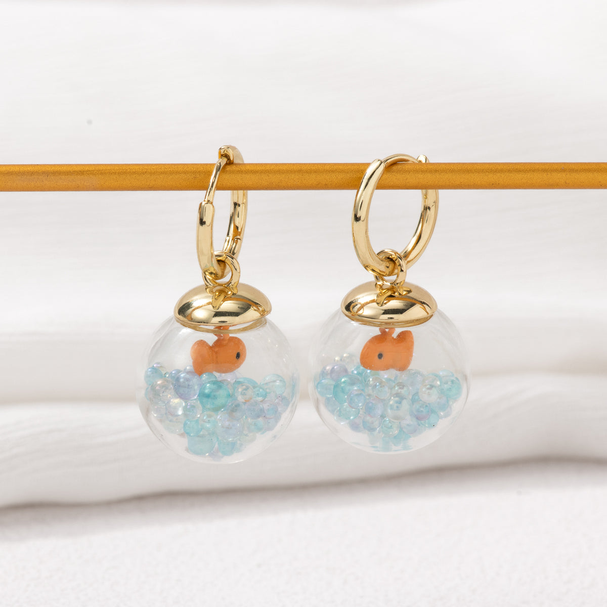 Orange Goldfish Bowl Earrings