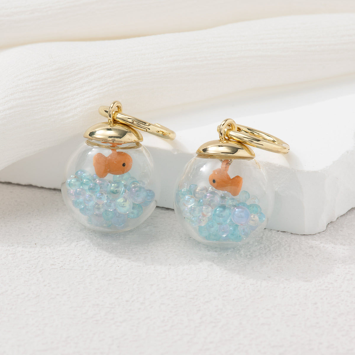 Orange Goldfish Bowl Earrings