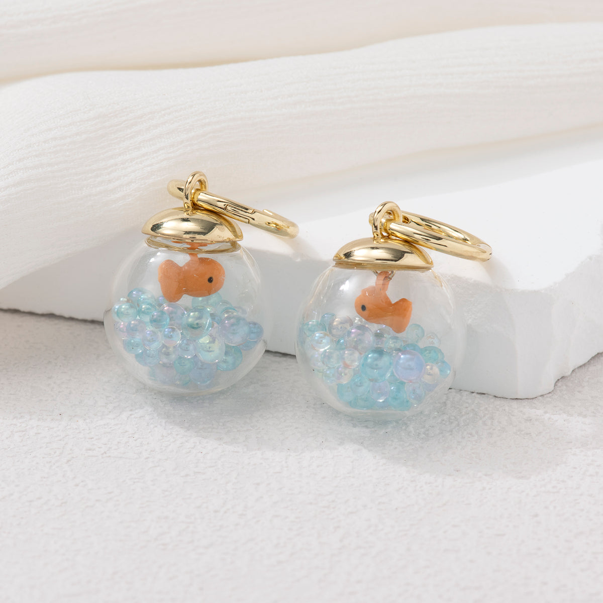 Orange Goldfish Bowl Earrings