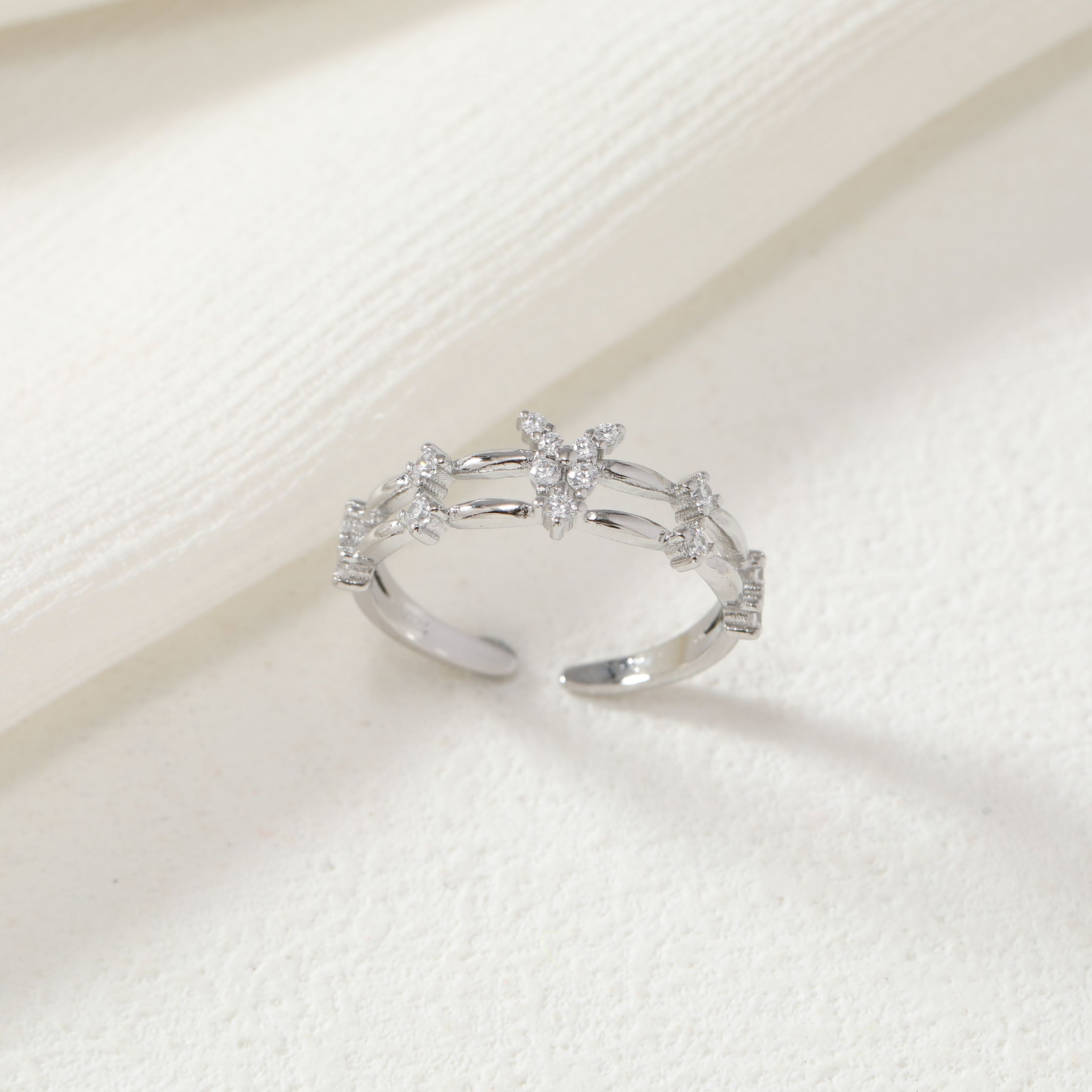 Crystal Butterfly Double Ring