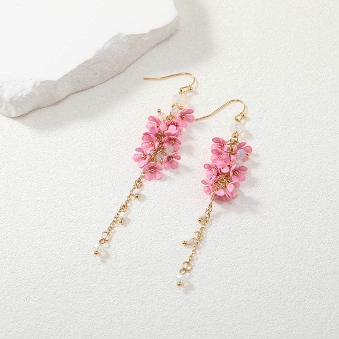 Dangling String Flower Earrings
