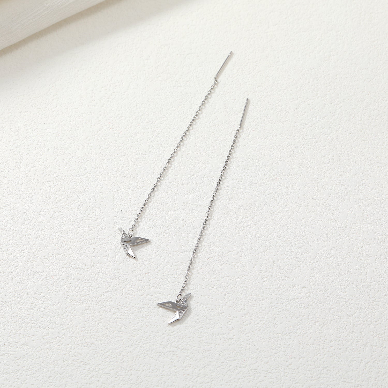 Silver Paper Crane Earrings