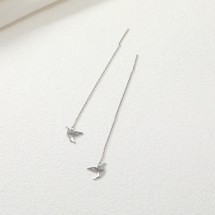 Silver Paper Crane Earrings