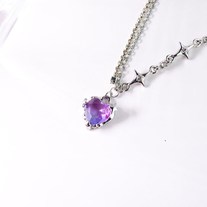Purple Heart Stars Necklace