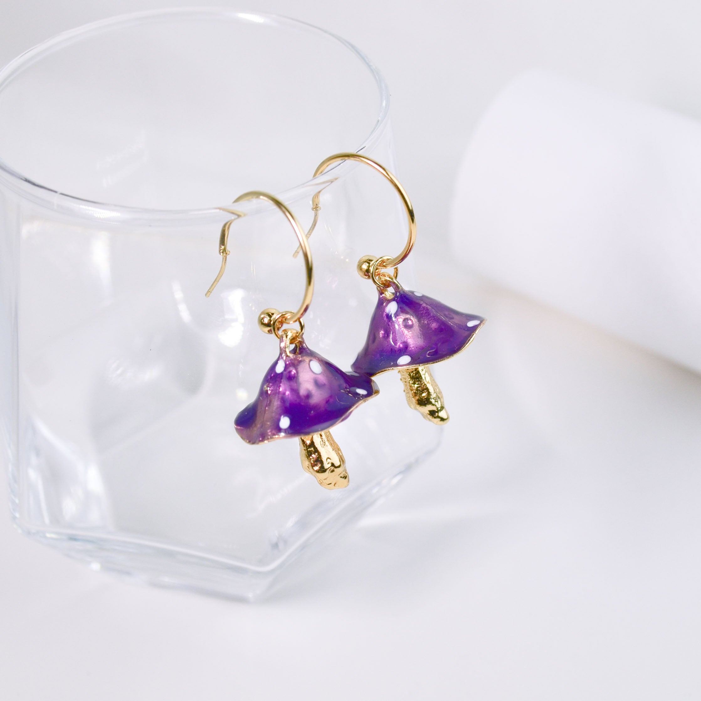 Delightfully Purple Mushroom Earrings
