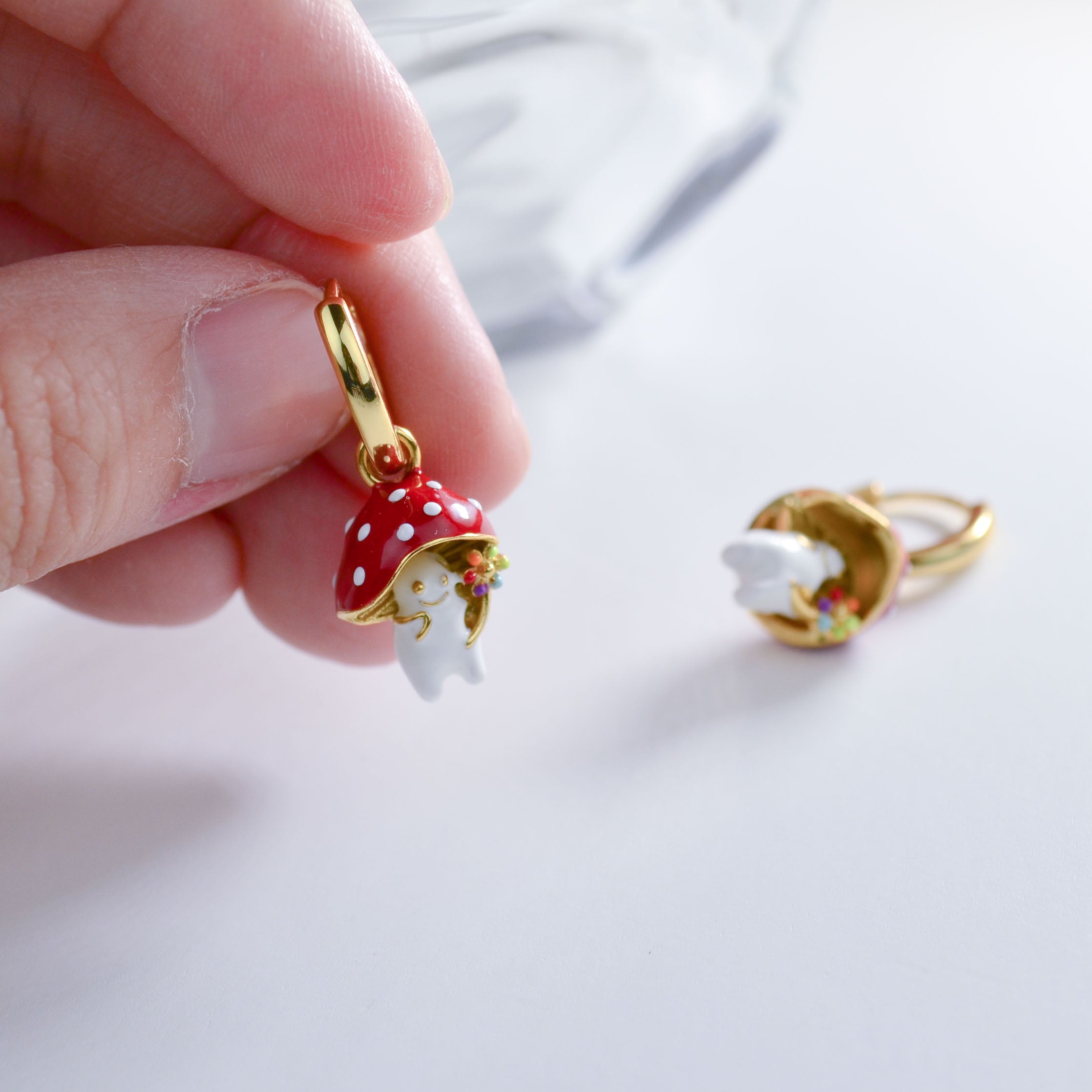 Mini Mushroom and Flower Earrings