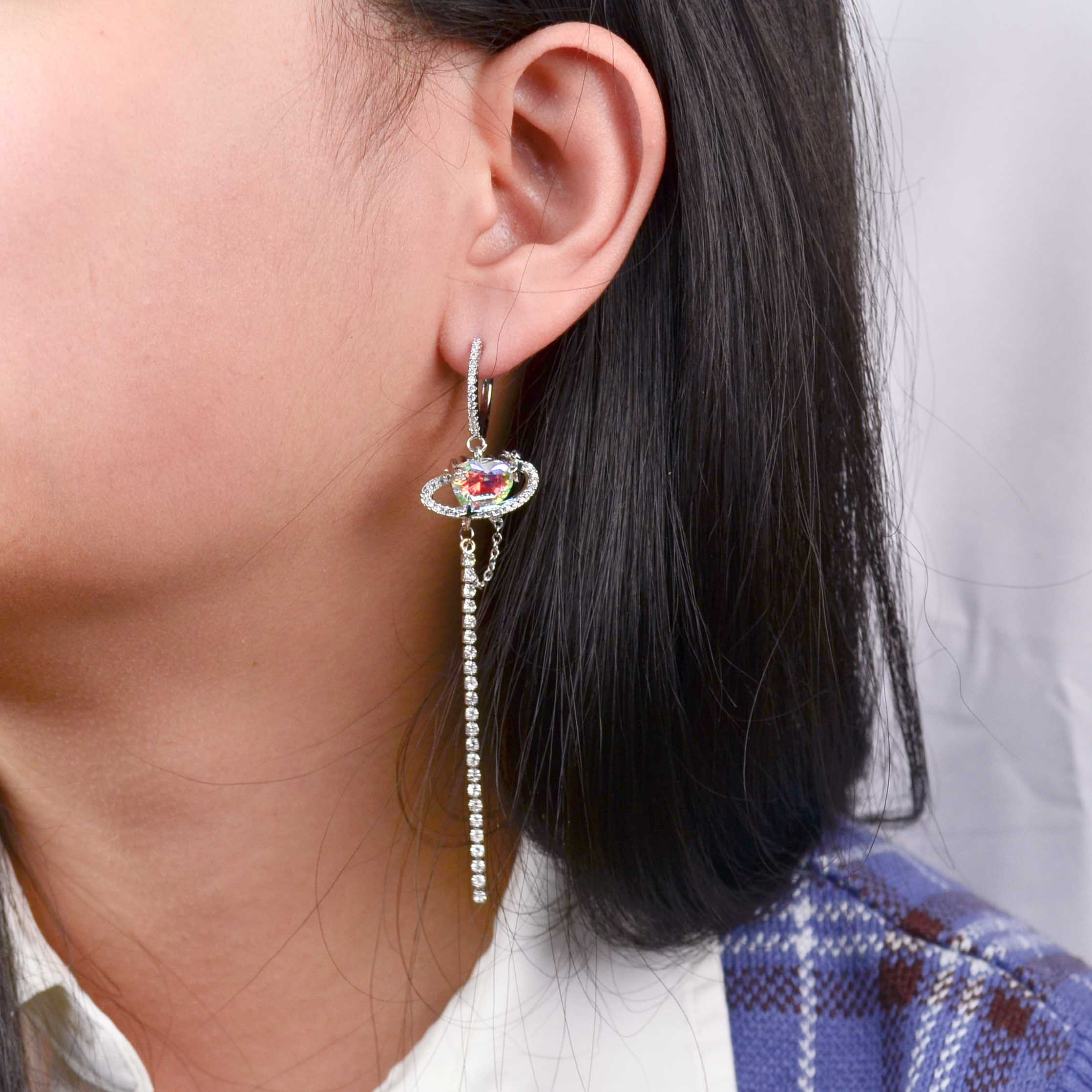 Asymmetric Heart Planet Earrings