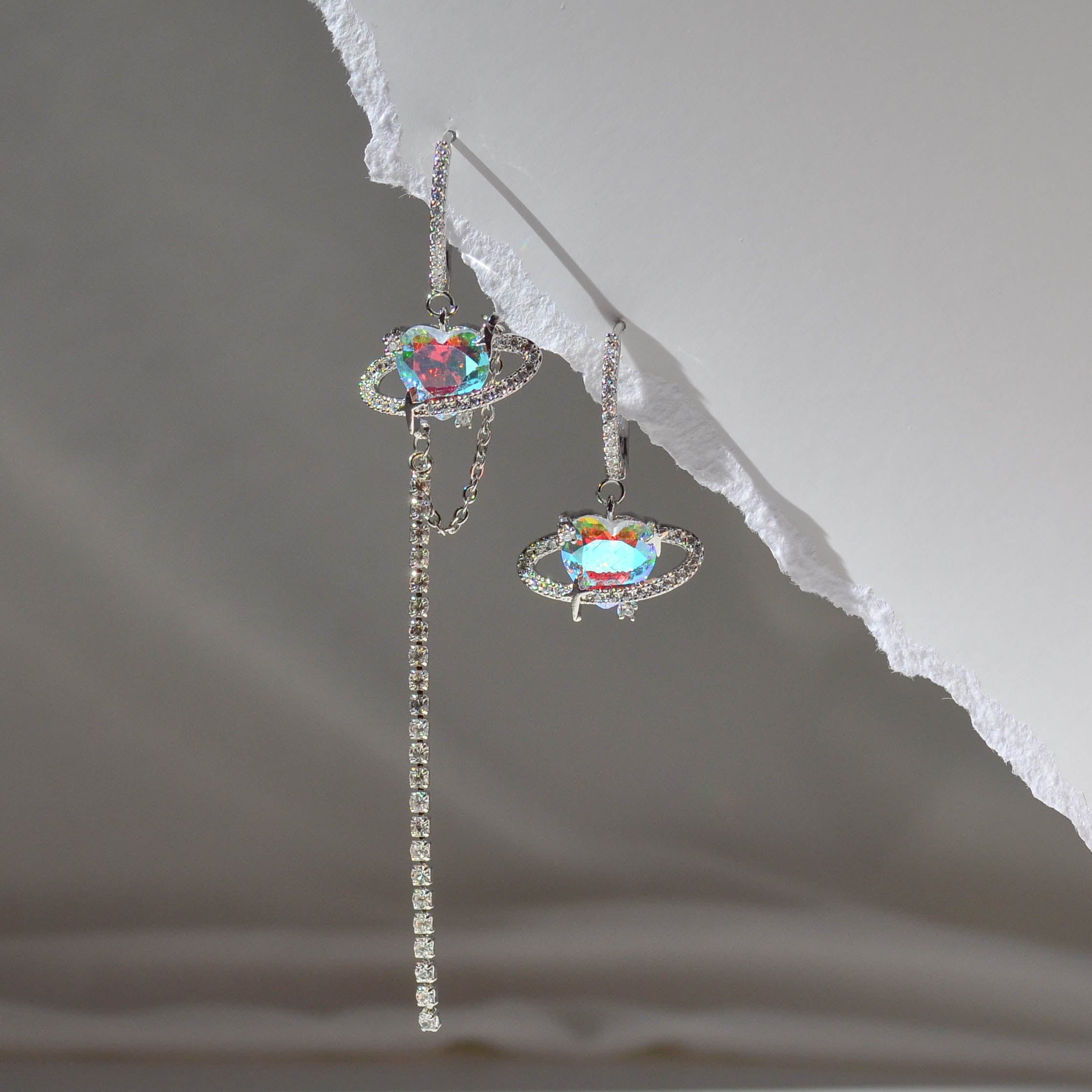 Asymmetric Heart Planet Earrings