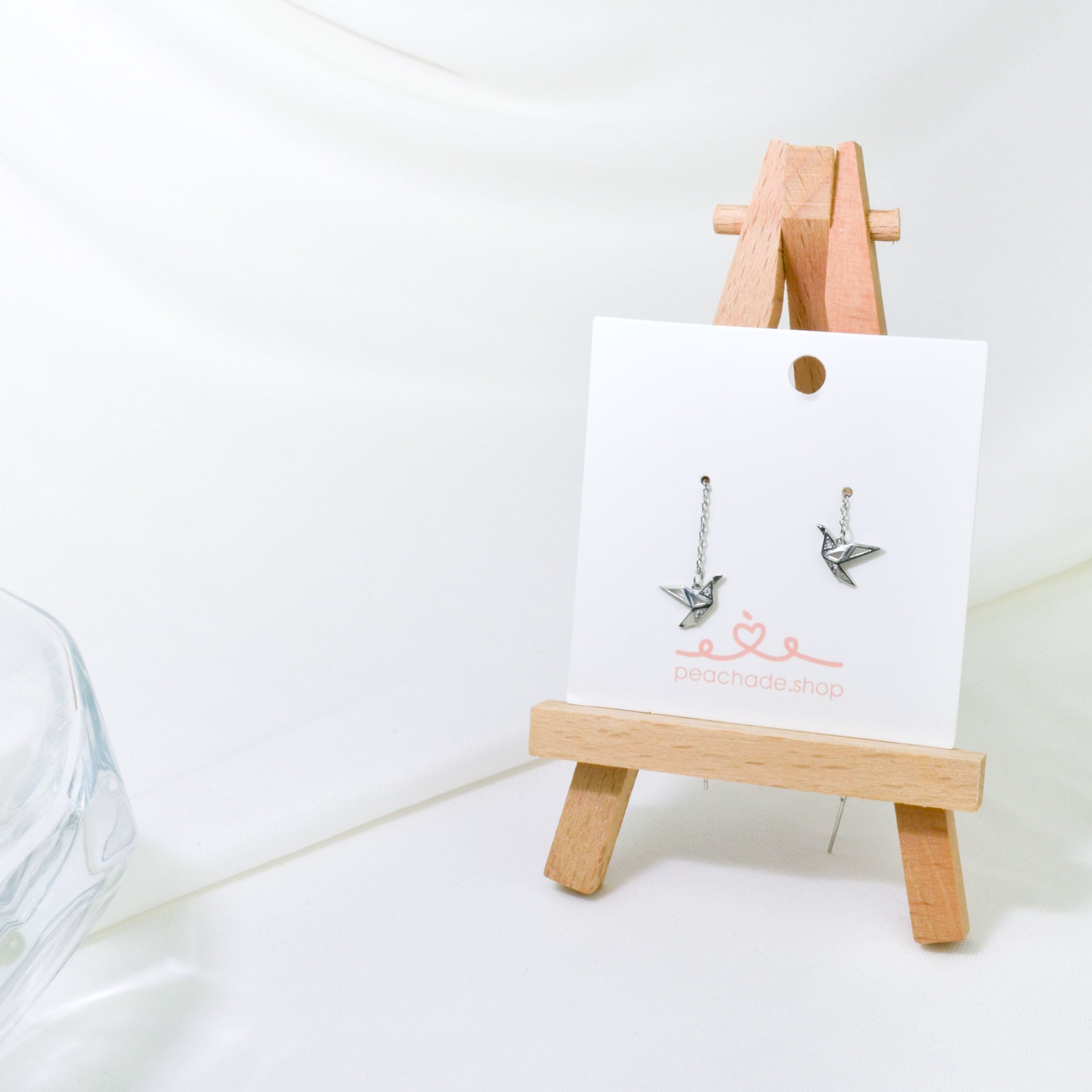 Silver Paper Crane Earrings