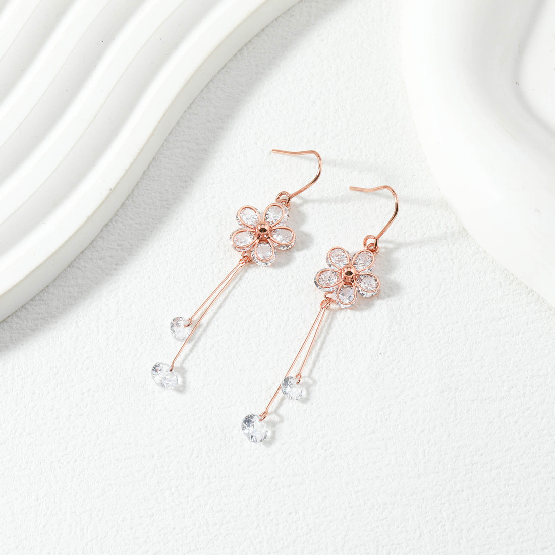 Rose Gold Dangling Daises