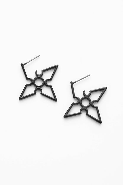 Black kage earrings – alternate angle