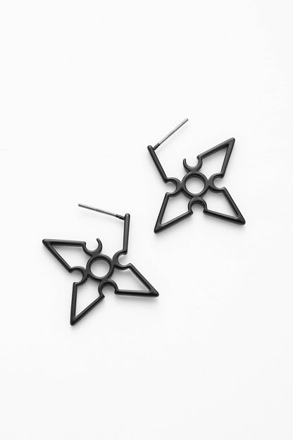 Black kage earrings – on white background