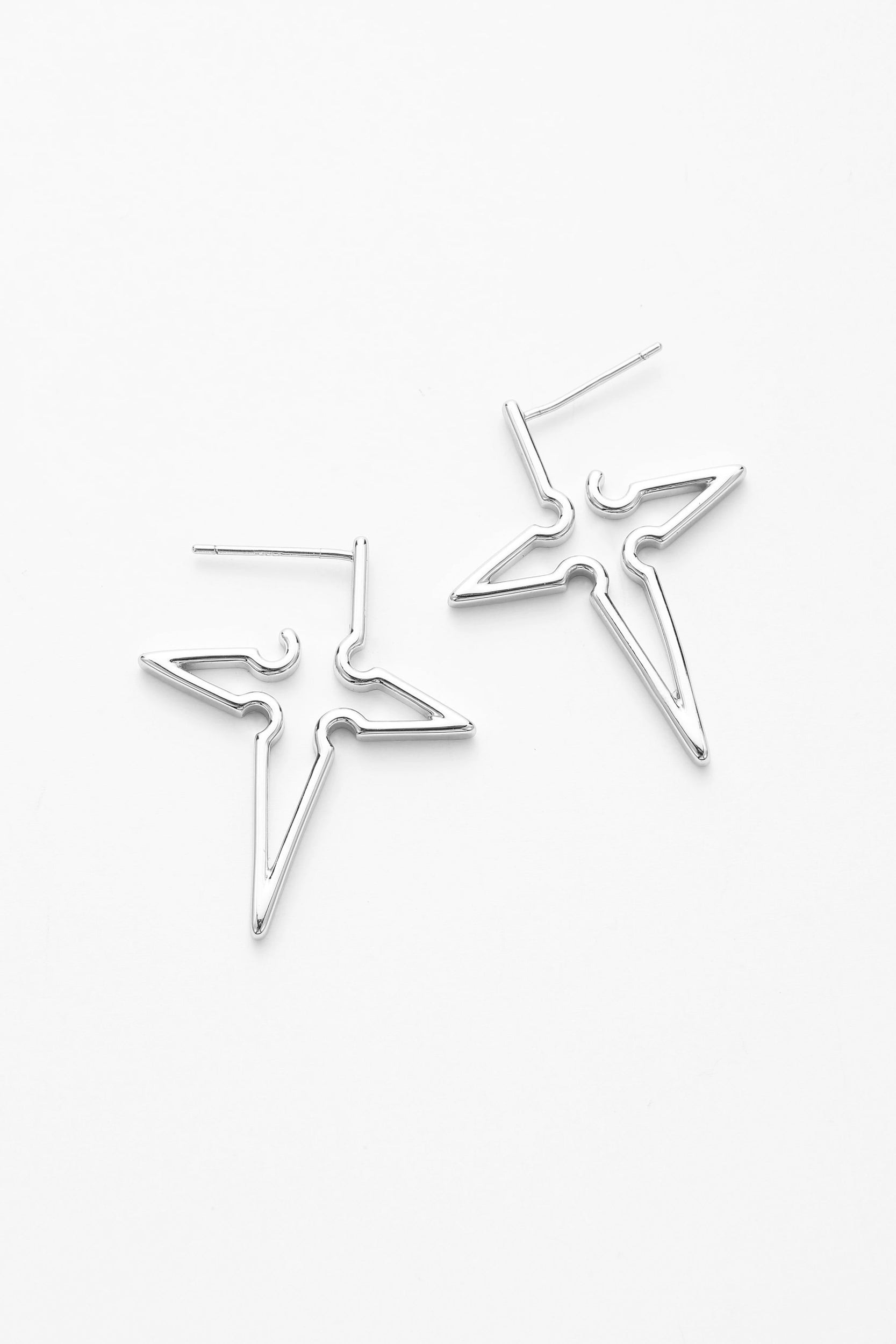 Silver aster earrings – on white background