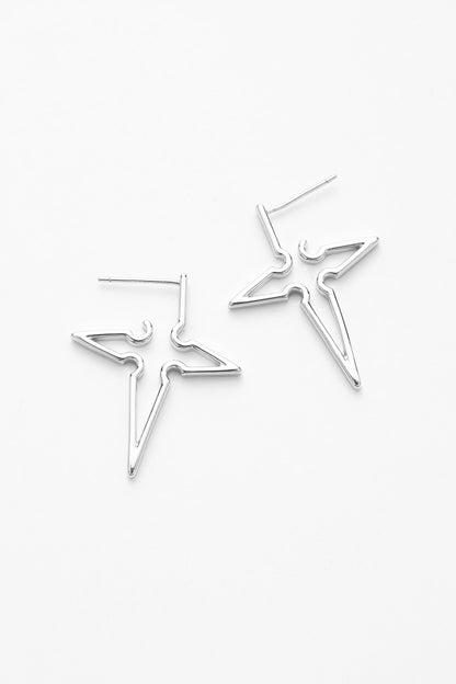 Silver aster earrings – on white background