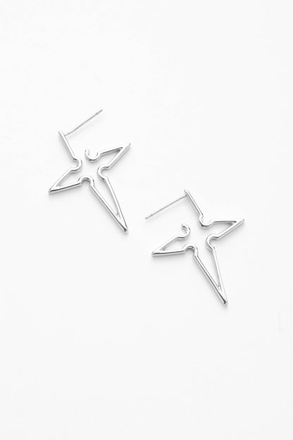 Silver aster earrings – alternate angle