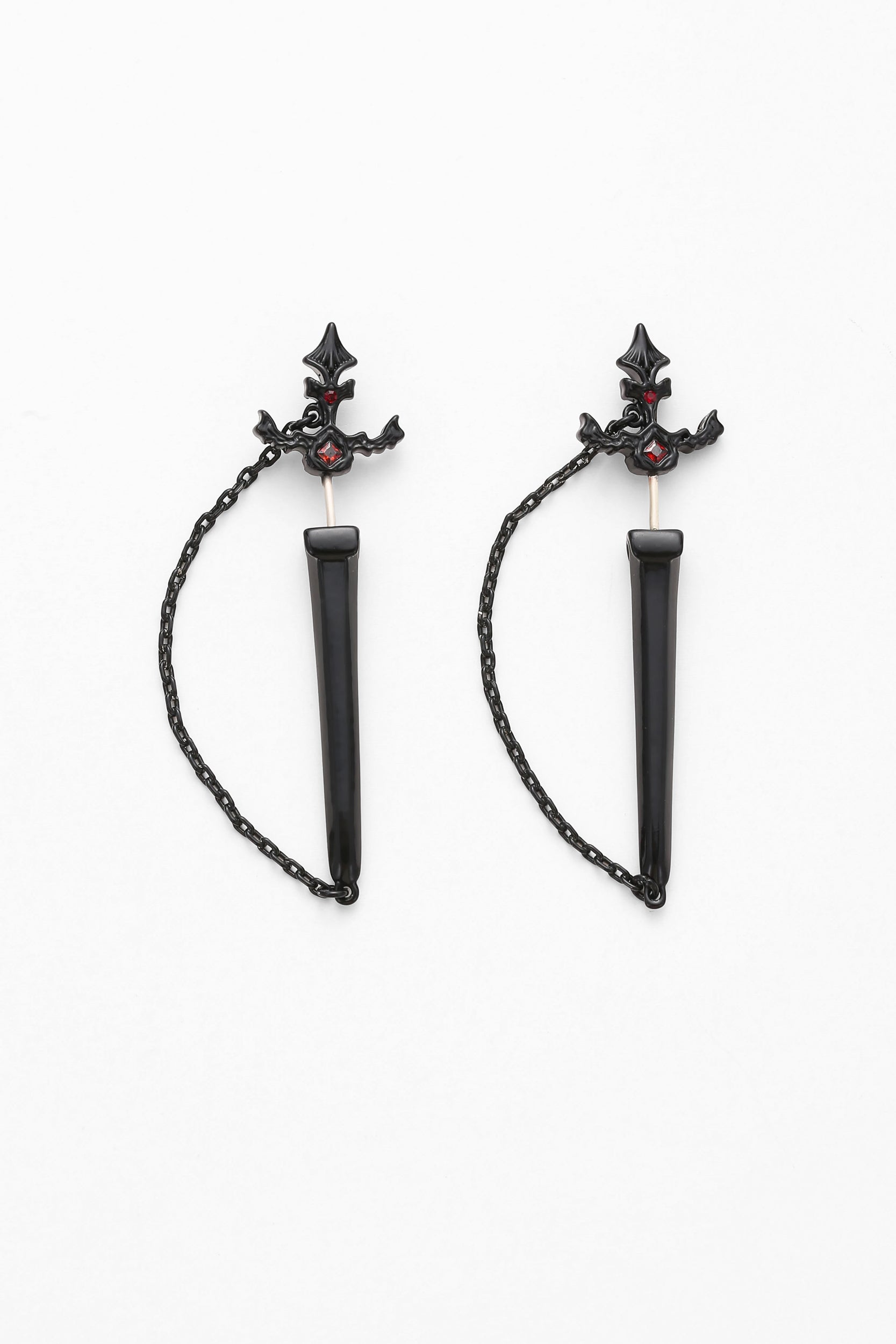 Black grimm earrings – on white background