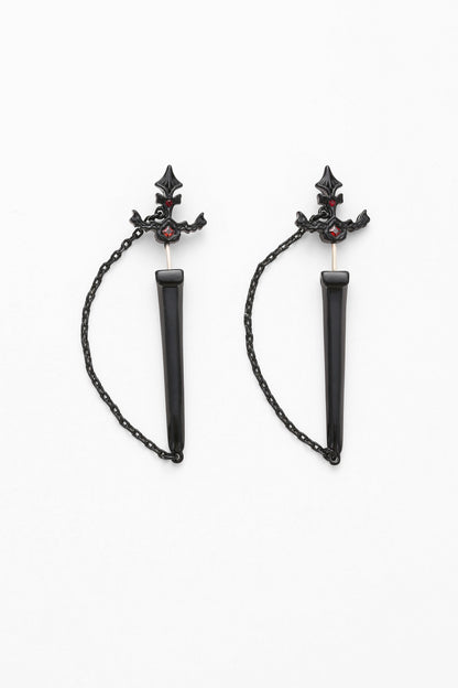 Black grimm earrings – on white background