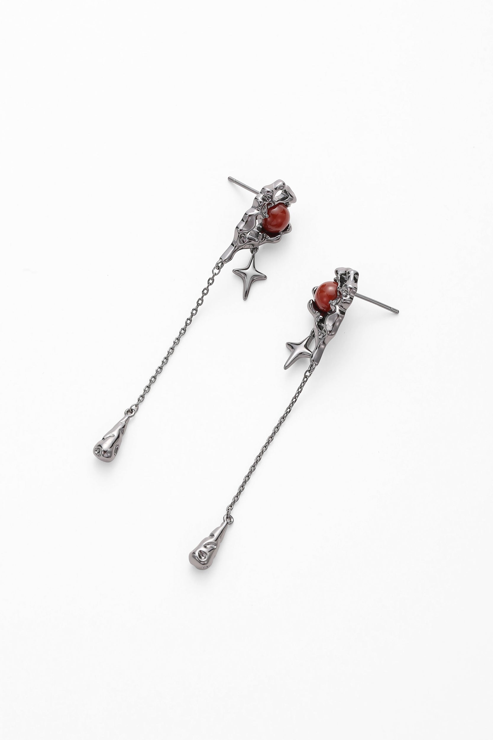 Black mars earrings – alternate angle