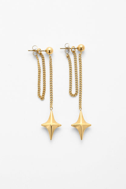 Gold asteri earrings – alternate angle
