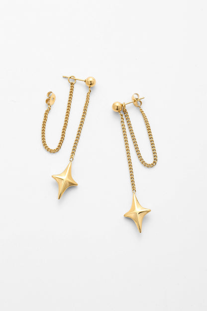 Gold asteri earrings – detail view
