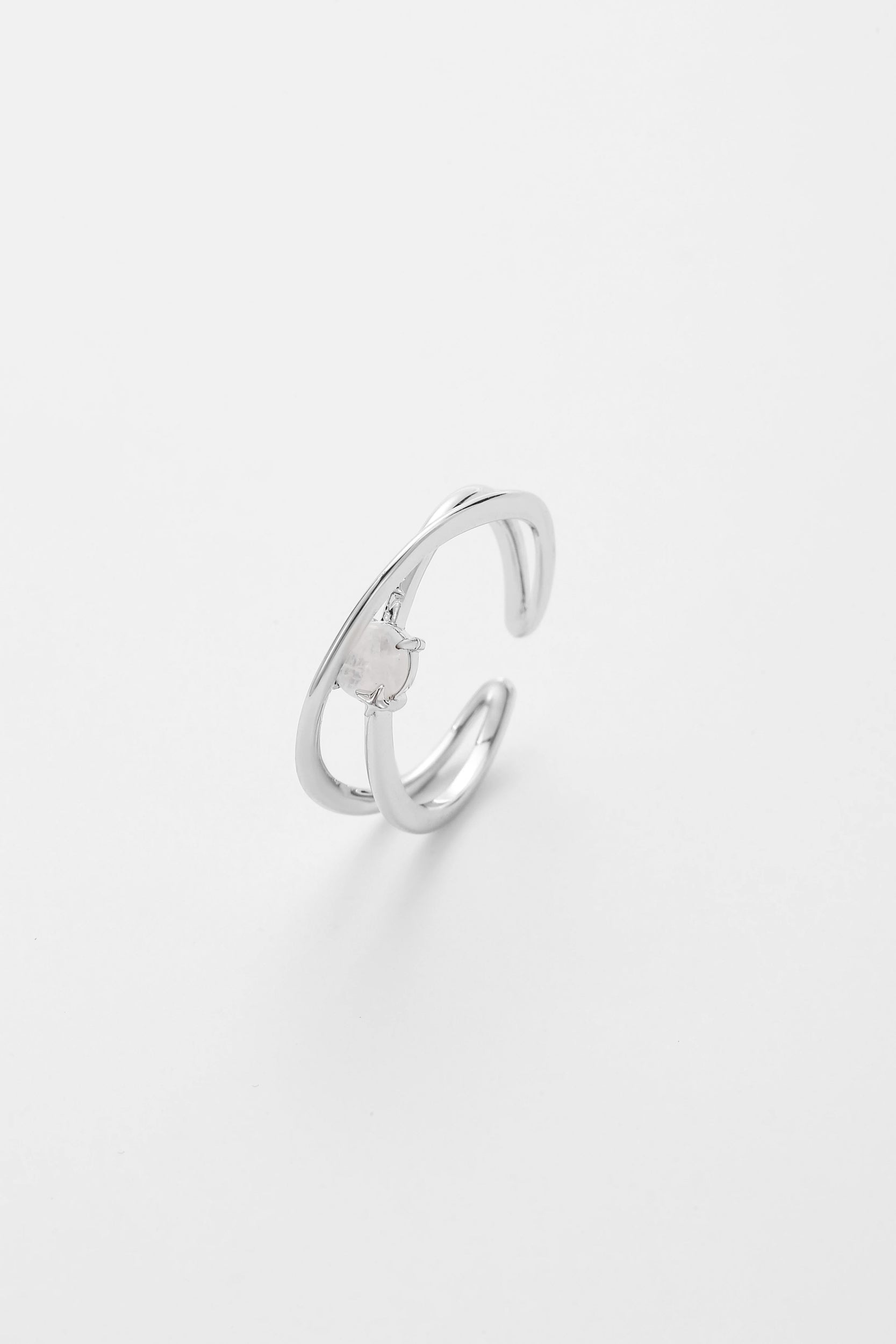 Silver lunelle ring – on white background