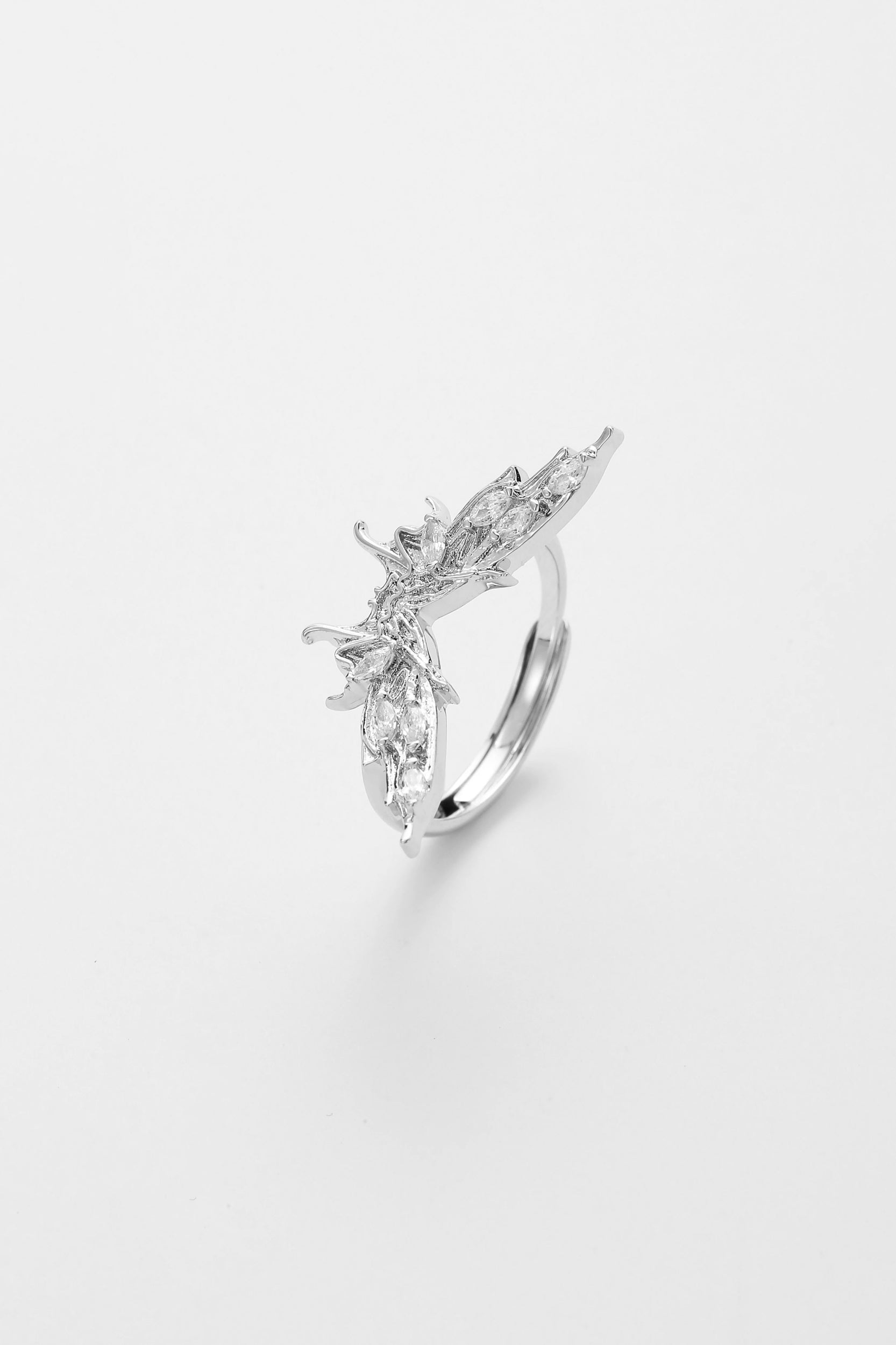 Silver papillon ring – alternate angle