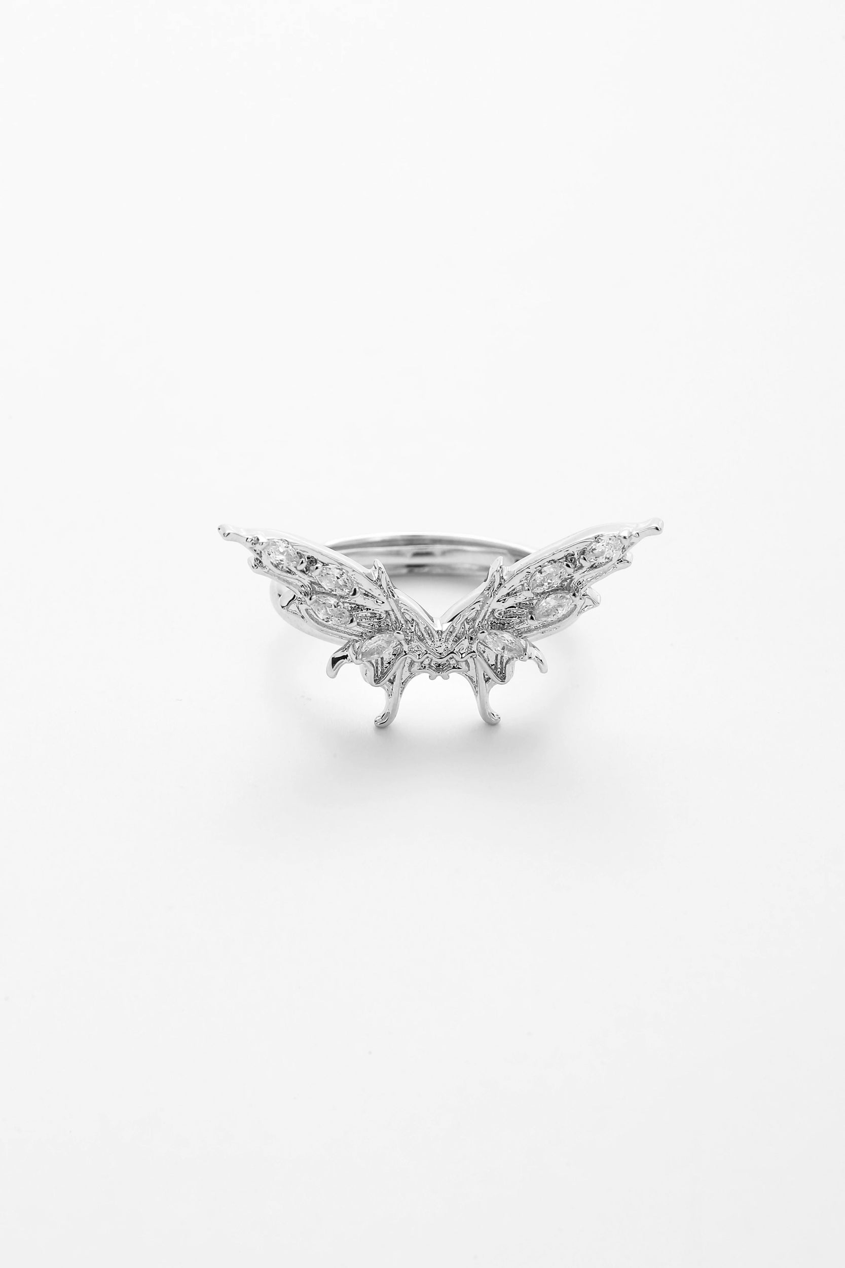 Silver papillon ring – on white background
