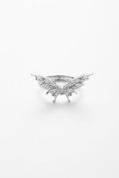 Silver papillon ring – on white background