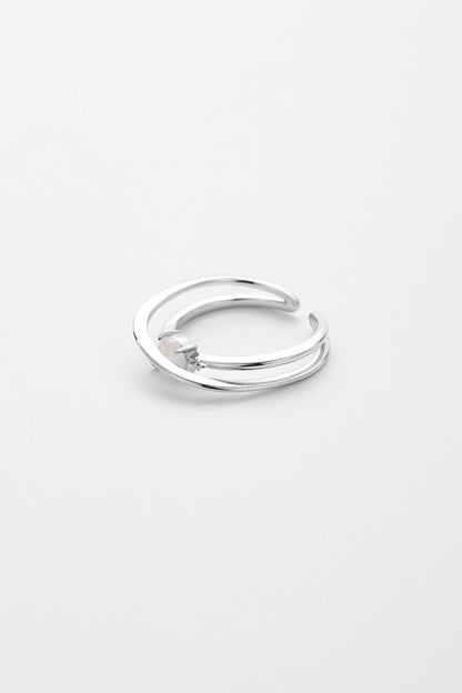 Silver lunelle ring – detail view