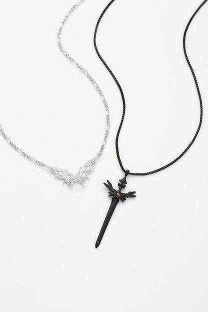 Silver papillon necklace – alternate angle