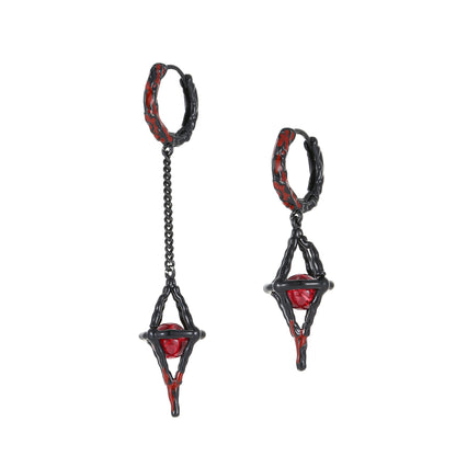 Black dungeon lantern earrings – on white background