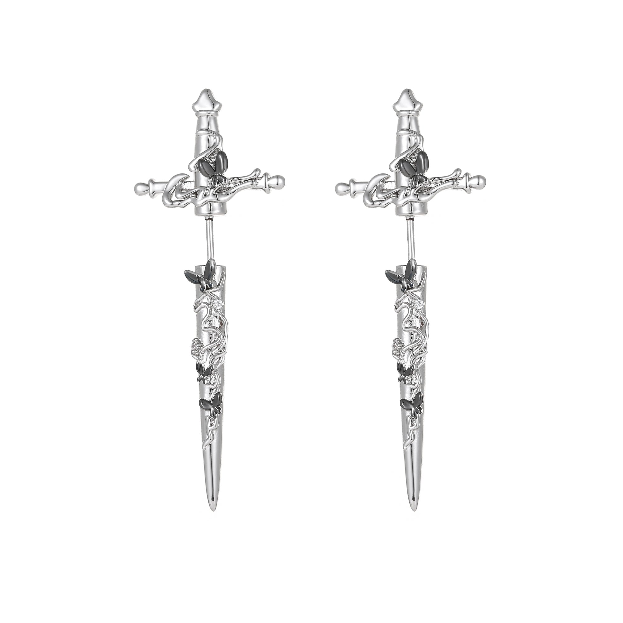 Silver sylfea earrings – on white background