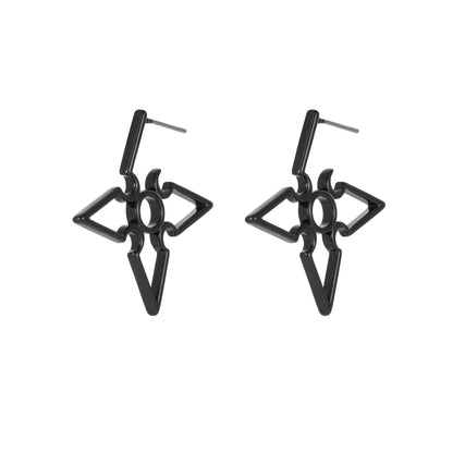Black kage earrings – alternate angle